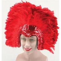 Ladies Red Feather Headdress