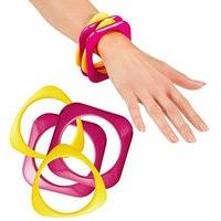 Ladies 80\'s Pink & Yellow Disco Bracelets Fancy Dress Accessory