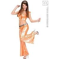 Ladies Womans Orange Holographic Sequin Pants Accessory For 60s 70s Hippy Fancy
