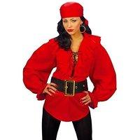 Ladies Pirate Shirt Ladies - Red Costume For Buccaneer Fancy Dress