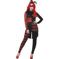 Large Black And Red Women\'s Sinister Jester Fancy Dress Costume.