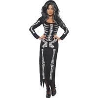 large black womens skeleton fancy dress costume