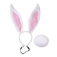 Ladies White Big Ear Bunny Set