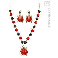 Ladies Ladybug Necklace & Earring Set Accessory For Animal Jungle Farm Fancy