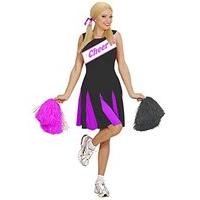 Ladies Black/pink Sporty Cheerleader Fancy Dress Costume