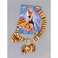 ladies tiger headband tail bow tie set