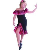 Large Black & Pink Girls Flamenco Girl Costume