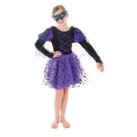 Large Girls Bat Princess Dress, Cape & Eyemask Costume