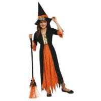 Large Orange Girls Gothic Witch Costume