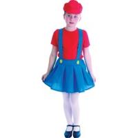 Large Red & Blue Girls Plumber Girl Costume