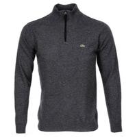 lacoste zip neck lambswool sweater granit grey