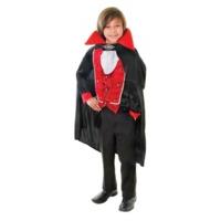 Large Black & Red Boys Victorian Vampire Top & Cape Costume