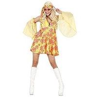 Ladies 70s Girl - Yellow Costume Medium Uk 10-12 For 1970s Fancy Dress