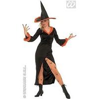 Ladies Fancy Witch With Marabou 3cols Costume Medium Uk 10-12 For Halloween