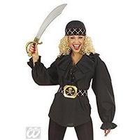 Ladies Pirate Shirt Ladies - Black Costume For Buccaneer Fancy Dress