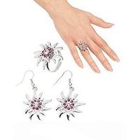 Ladies Bavarian Earring & Ring Set Fancy Dress Accessory