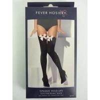 Ladies Black Opaque Hold Ups With Bow