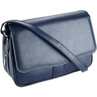 Ladies? Luxury Leather Organiser Handbag + FREE Black Umbrella, Navy, Leather