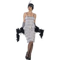 Ladies Silver Long Flapper Fancy Dress