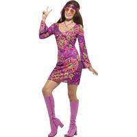 ladies 60s hippie chick woodstock fancy dress costume