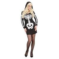 Ladies Glam Skeleton Girl Costume Medium Uk 10-12 For Halloween Fancy Dress