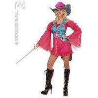 Ladies Madame Musketeer Pink/blue Ladies Costume Medium Uk 10-12 For Regency