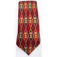 Lanvin red, black & gold diamond-shaped print silk tie