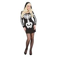 Ladies Glam Skeleton Girl Costume Large Uk 14-16 For Halloween Fancy Dress