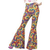 Large Multi-coloured Ladies Tie & Dye Flared Trousers