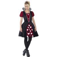 ladies dark red queen of hearts fancy dress