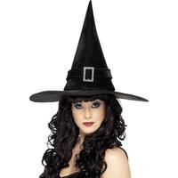 Ladies Diamante Buckle Witch Witches Spell Halloween Fancy Dress Costume Hat