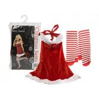 Ladies Santa Baby Velvet Dress With Bowknot & Stockings Costume
