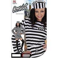 Ladies Prisoner Lady Costume Medium Uk 10-12 For Prison Convict Jail Fancy Dress