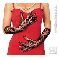 lace 40cm black lace lycra neon gloves for fancy dress costumes access ...
