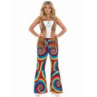 Ladies Multi-coloured Hippie Tye Dye Flares With Swirls Size Small 8-10