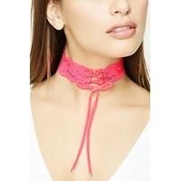 Lace-Up Floral Lace Choker