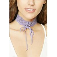 Lace-Up Floral Lace Choker