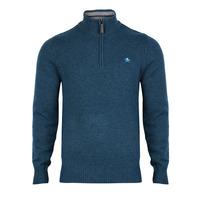 Lamb Wool Blend Funel Neck Jumper in Navy