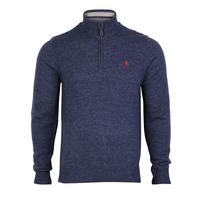 Lamb Wool Blend Funel Neck Jumper in Blue