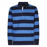 Lazy Jacks Mens Striped Rugby Shirt, Palace Blue, Medium