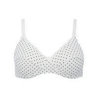 Ladies Naturana cotton Non-Wired Adjustable Straps polka dot print Nursing Bra - White