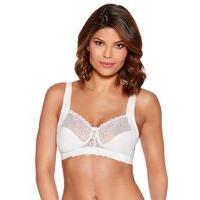 Ladies Non wired non padded full cup sheer floral lace embroidered everyday bra - White