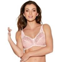 Ladies non-wired full cup natural lift Parisian soft Lace bra with adjustable straps - Pink