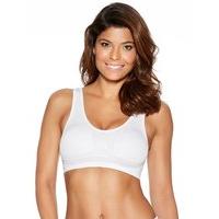 Ladies full cup non wired stretch seam free bra top with removable padding - White