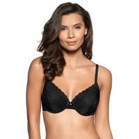 Ladies square jacquard pattern underwired padded everyday t-shirt bra - Black