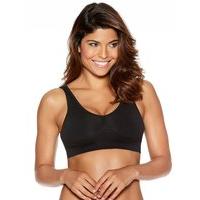 Ladies full cup non wired stretch seam free bra top with removable padding - Black