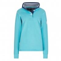 Lazy Jacks Ladies Supersoft Plain Button Neck Sweatshirt, Blue Mist, 8