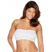 Ladies non wired removable padding seamless stretch strapless bandeau bra top - White