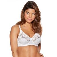 Ladies plus size cotton stretch underwired fuller bust support and lift full cup corded lace bra - White