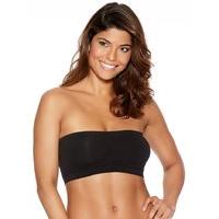 Ladies non wired removable padding seamless stretch strapless bandeau bra top - Black
